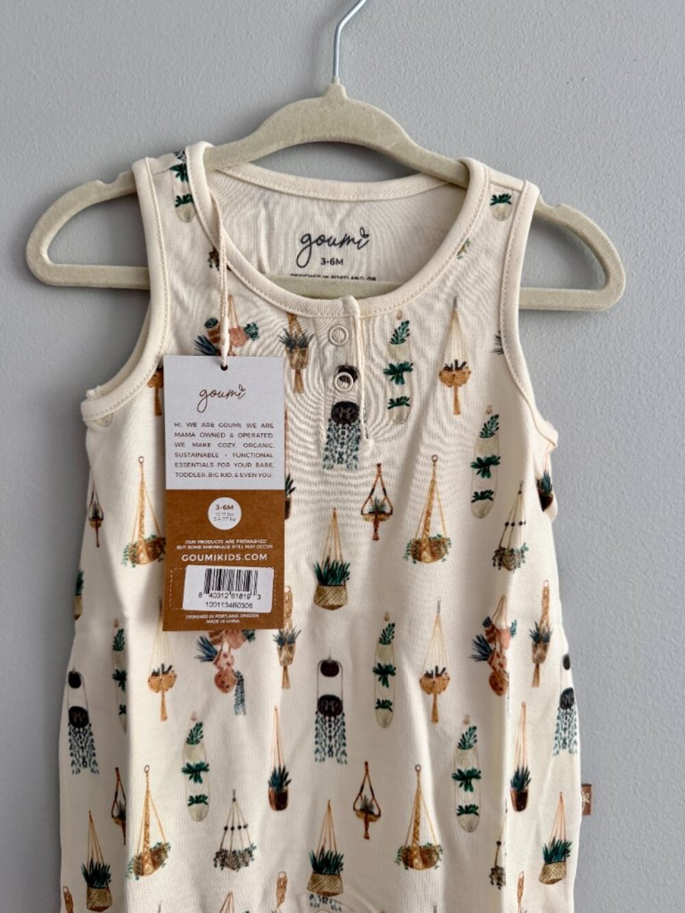 Goumi Bamboo Quick Change Romper in Plants NWT 3-6M - Picture 3 of 4